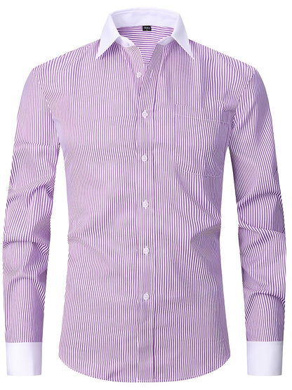 2025 New Men'S French Shirt Double-Barrel Sleeve Business Formal with Premium Cufflinks, Wedding Banquet Office Elegant Slim Fit