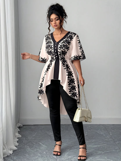 Women's White Polyester Printed V-Neck Dress - product view 20