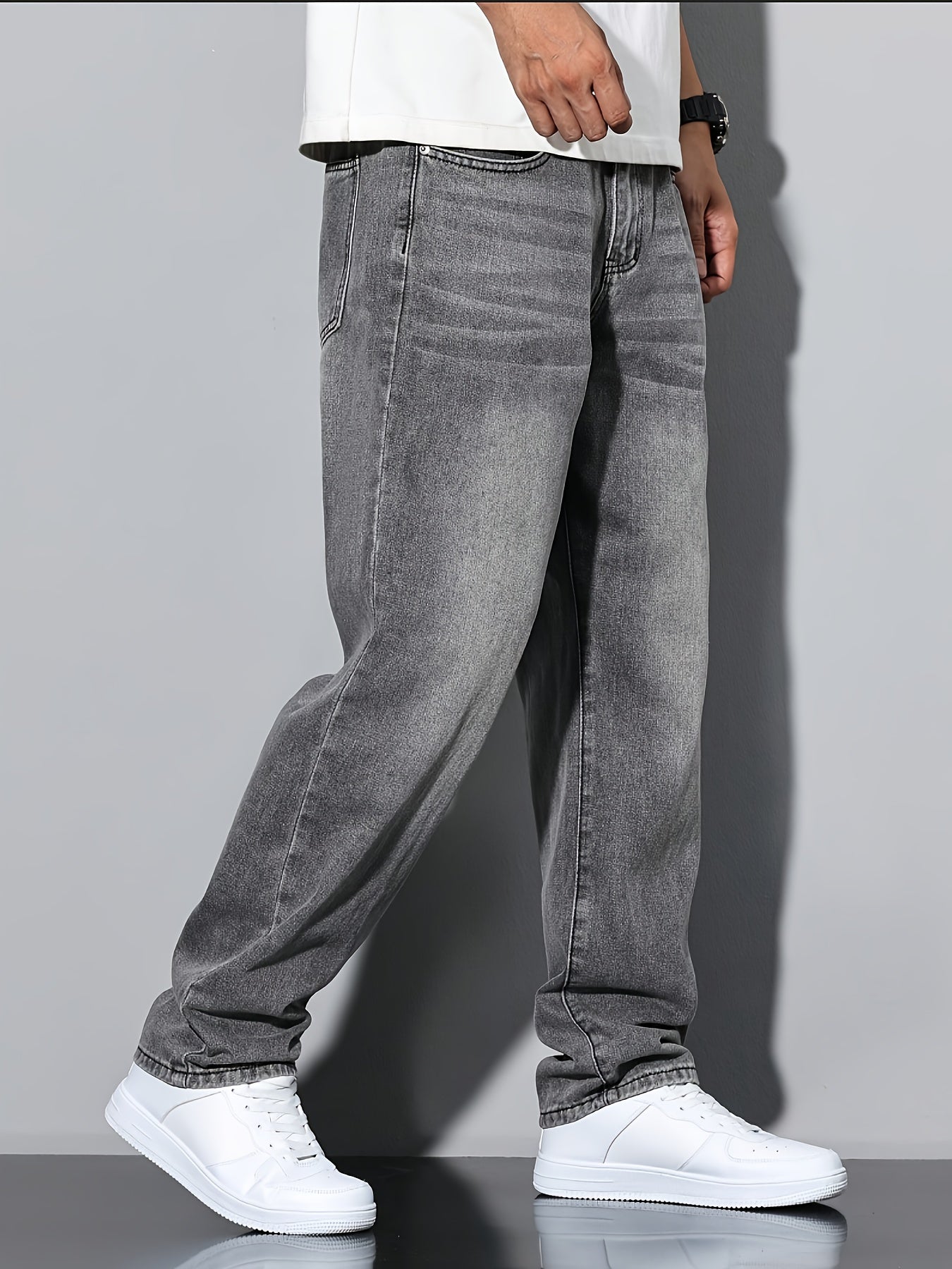 Trendy Grey Stretch Jeans for Men