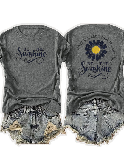 Women'S Casual Sports T-Shirt | Lightweight & Breathable European Summer Round-Neck Tee With Uplifting 'Be The Sunshine' Print - Ideal For Spring/Summer And Perfect For Various Occasions