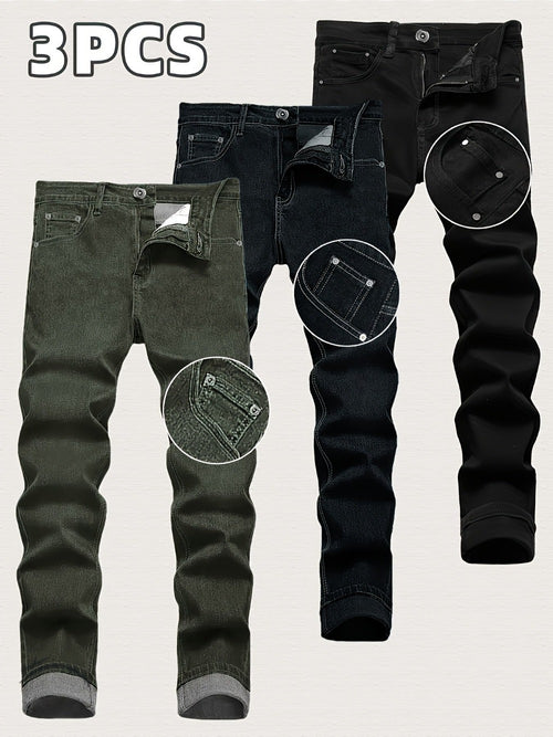 Men's Slim Fit Jeans - Classic Wash Clean Finish Modern