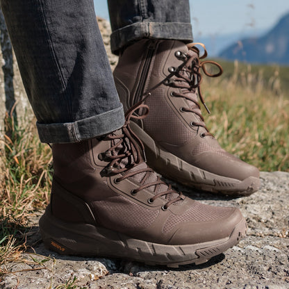 Men's Mid Tactical Boot Comfortable Waterproof Lightweight Boots with Zipper for Work All Day Non-Slip Outdoor Motorcycle Combat Boots