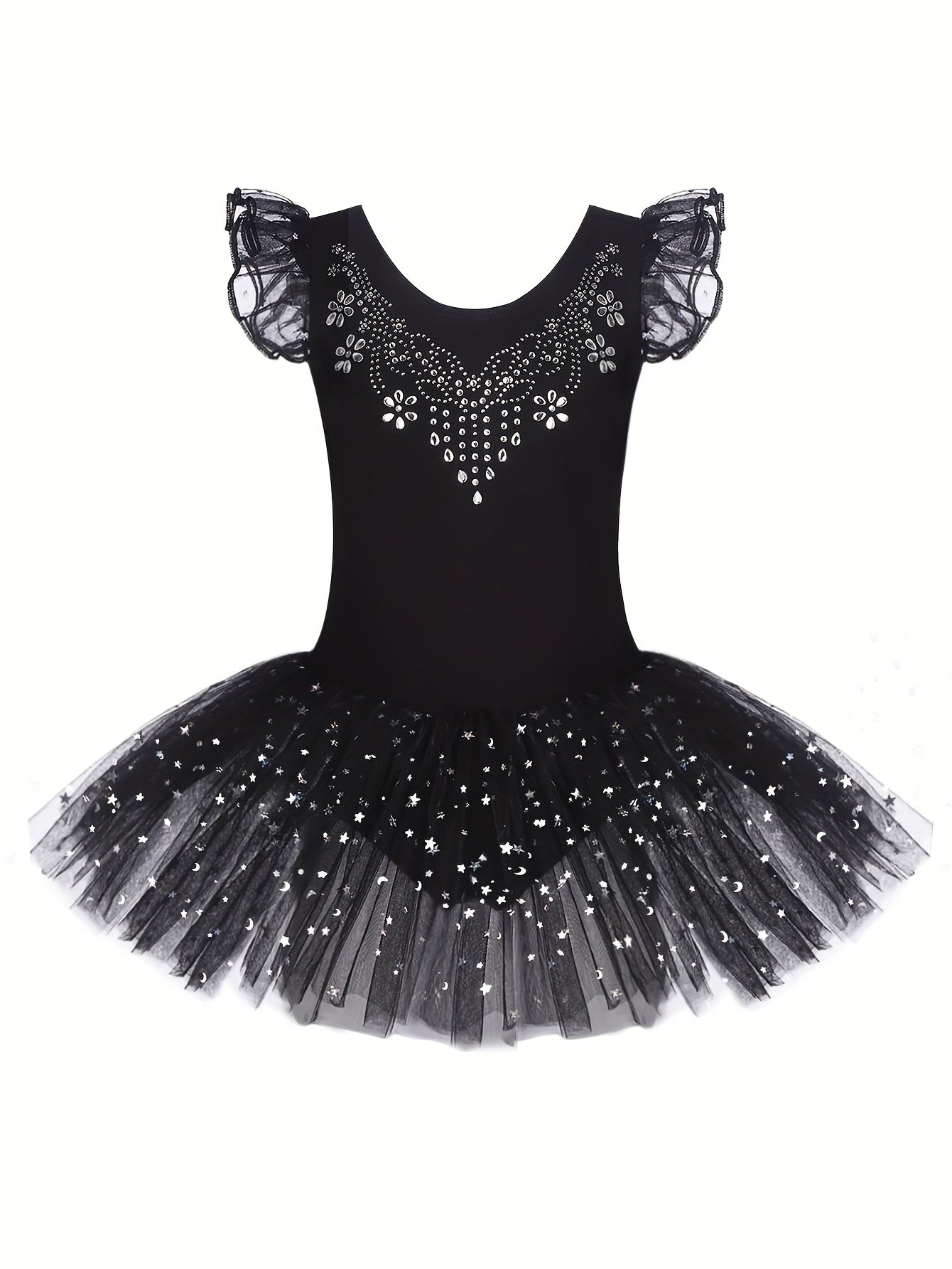 [Perfect Gift] Sweet Girls Ruffle Sleeve Ballet Skirted Leotard Shiny Dance Tutu Dresses for Ballet Gymnastics Performance, Perfect for Outdoor, All Seasons, Gift for Back-to-School Season, Beach Essentials, Perfect for Outdoor