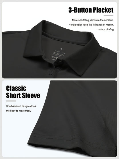 5 Pack Women'S Polo Shirts Short Sleeve 3 Buttons Collared Uniform Tops Moisture-Wicking T-Shirts For Work & Casual