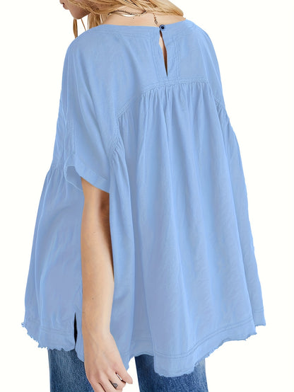 Women's Beige Oversized Short-Sleeve Shirt - product view 4