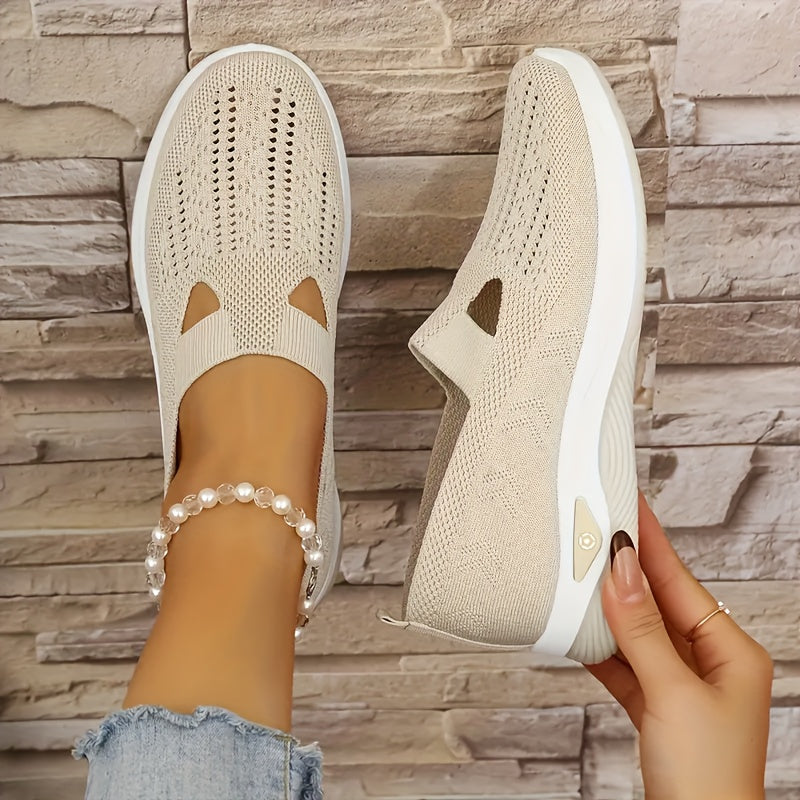 Women's Flats, Comfortable Elastic Woven Sneakers with Breathable Mesh for Casual Walking And Running, Lightweight Athletic Footwear, Women Shoes