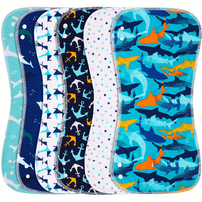 Baby Burp Cloths with Snap Large Size 3-Layers Thicken Super Absorbent And Soft Baby Spit Up Burping Rags Baby Burp Cloth Set for Boys 6pcs