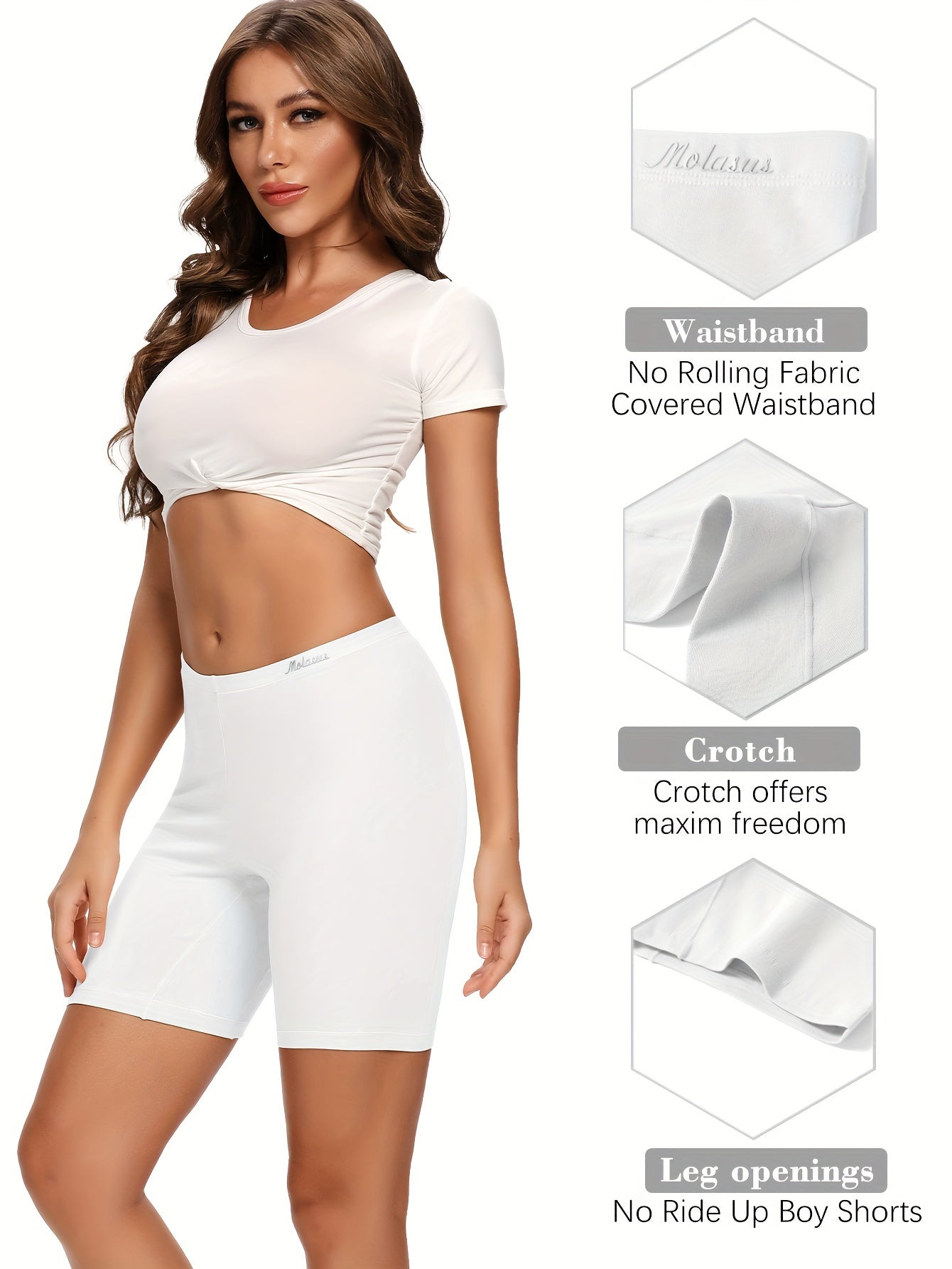 Molasus Womens Cotton Boxer Shorts Underwear Anti Chafing Bike Shorts Pack of 4