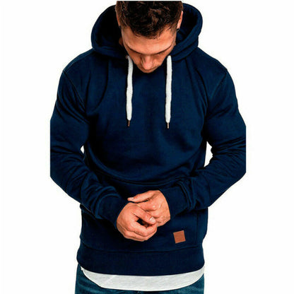 CRAZYHONEY Men Hoodie Casual Hooded Solid Pocket Cup Slim Fit Sweatshirts Pullover Sweater Tops Long Sleeve