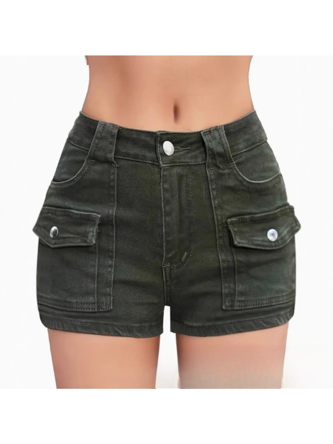 Stretchy Multi-Pocket Denim Shorts for Women | High-Waisted Summer Casual Shorts with Versatile Style