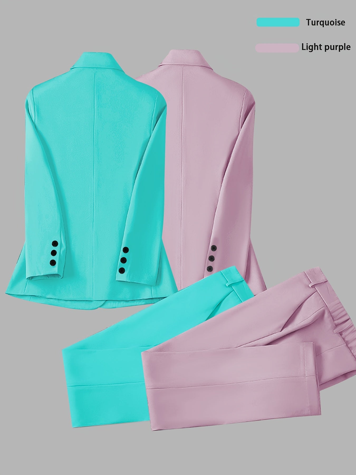 Elegant Women's Suit Set, Fashionable Business Style Solid Color Professional Blazer and Trousers 4pcs Set