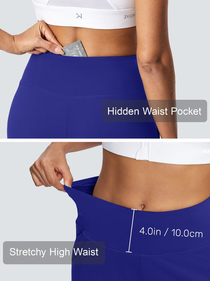 18'' Women's High-Waisted Wide Leg Yoga Capri Pants with Elastic Waist - Loose Comfortable Stretchable Soft Pants Suitable for Yoga, Workout, Casual & for Business Occasions - Spring Summer Fall Wearable with Practical Pockets (No Needed)