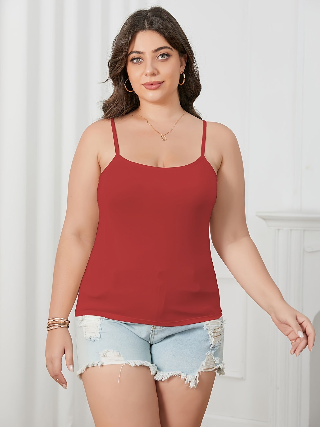 Plus Size, 3pcs Set Plus-Size Women's Camisole Tops with Built-In Bra - Sleeveless Round Neck All-in-One Comfy Loungewear & Day-to-Night Outfits, Adjustable Waist Tie, No Additional Underwear Needed, Beige/Black/White, Hand Washable Casual Wear for Home &