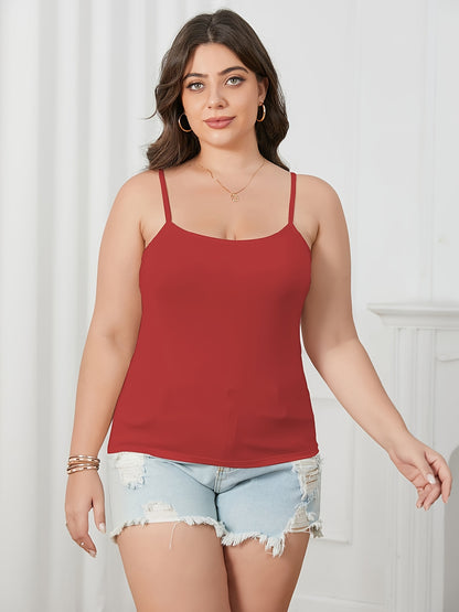 Plus Size, 3pcs Set Plus-Size Women's Camisole Tops with Built-In Bra - Sleeveless Round Neck All-in-One Comfy Loungewear & Day-to-Night Outfits, Adjustable Waist Tie, No Additional Underwear Needed, Beige/Black/White, Hand Washable Casual Wear for Home &