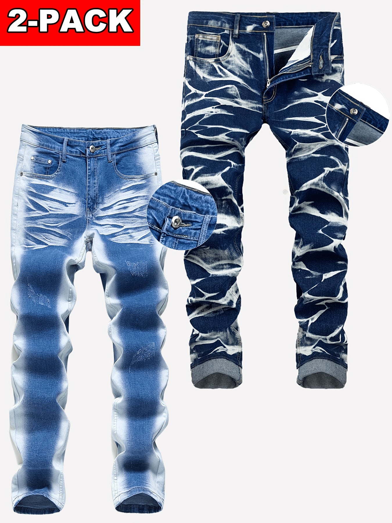 2-Pair Men's Slim Jeans, Stretch Comfort Fit, Vintage And Washed Denim Styles, Must-Have