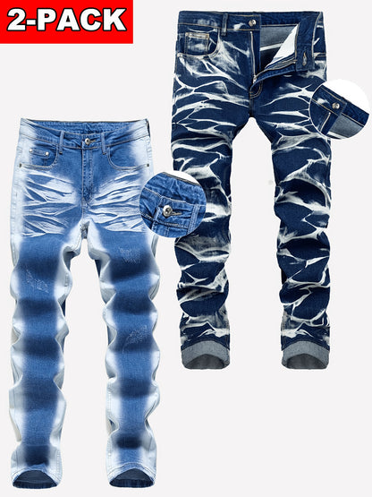 2-Pair Men's Slim Jeans, Stretch Comfort Fit, Vintage And Washed Denim Styles, Must-Have