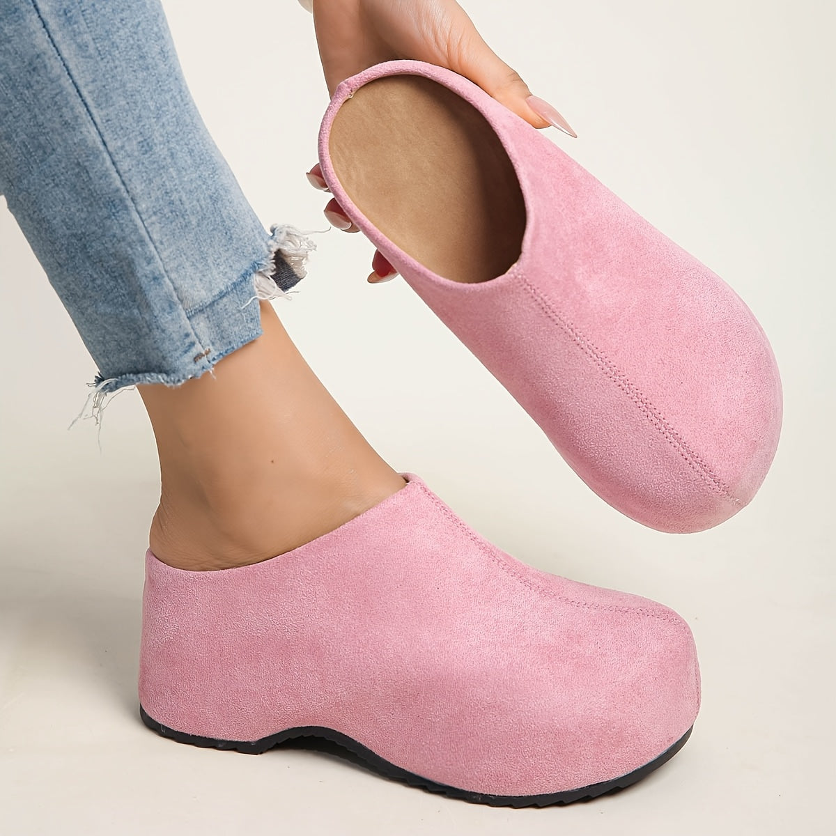 Women's New Style Mule Shoes, Thick Sole Round Toe Fashion Casual Comfortable Versatile Plus Size Women's Footwear, Clogs for Women, Slippers for Women, Women's Height-Increasing Shoes, Women Shoes