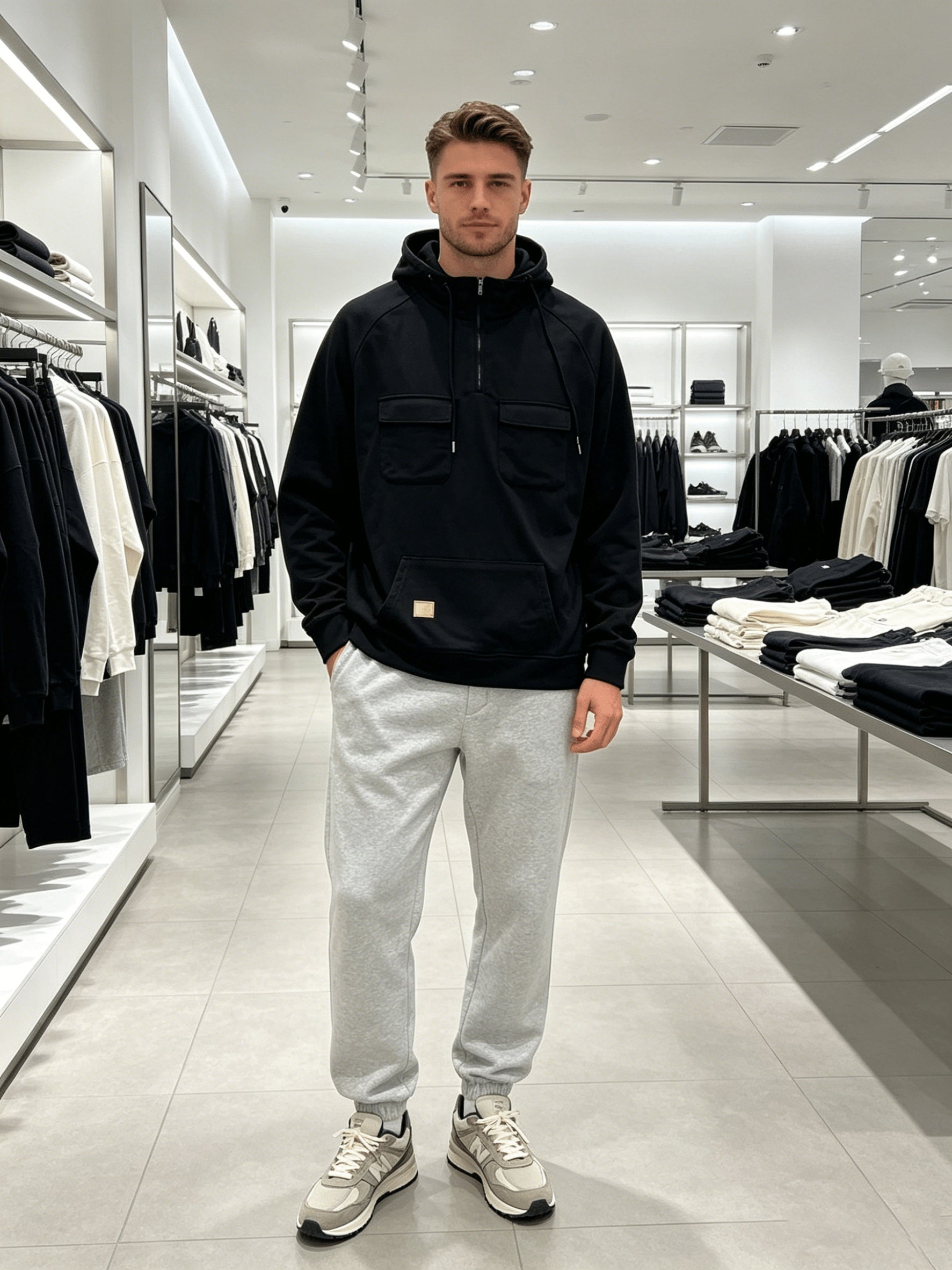 Men's Black Polyester Hoodie - product view 9
