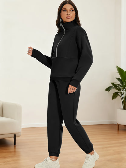 A Set of Autumn And Winter European And American Women'S Two-Piece Suits, Sweatshirts, Trousers, Fleece Sports, Street Fashion And Casual Suits