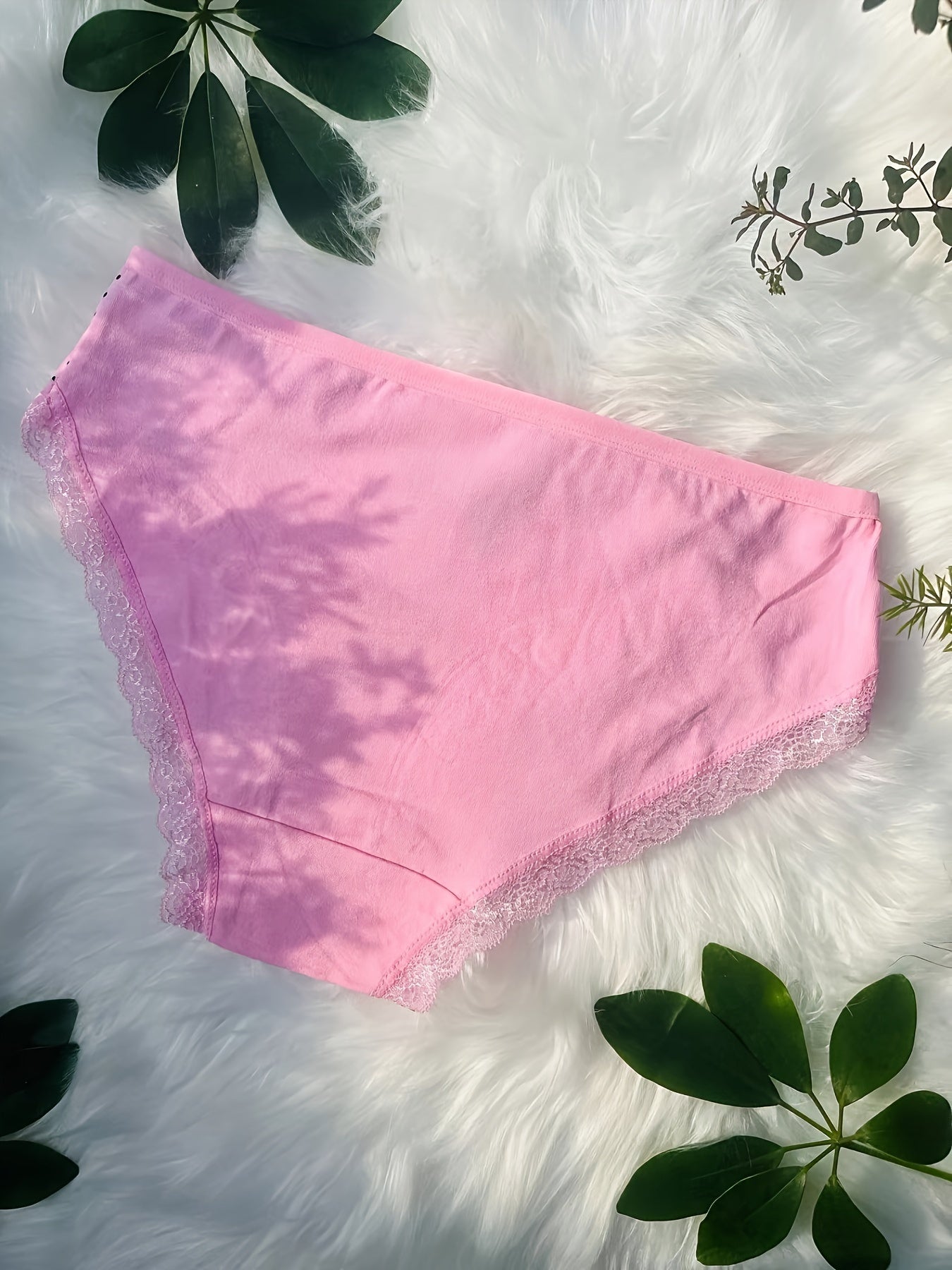 12pcs Elegant Contrast Lace Briefs | Plus Size with Bow and Heart Print, Comfortable & Breathable Stretchy Women'S Lingerie & Underwear