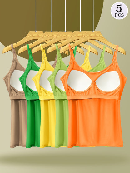 5pcs Non Steel Ring With Built-in Chest Cushion, No No Neeed To Wear Bra, Women'sInner Straps, Tank Top, Strapless Base Underwear