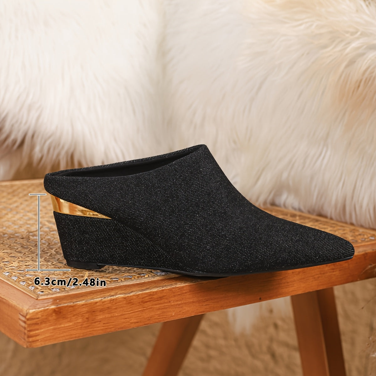 Women's Textured Fabric Pointed-toe Heels, One-foot Studded Mules, Comfortable Sandals, Thick Heels, Multi-color Simple And Portable, Casual Commuting Portable, Daily Wearable Women's Shoes, Women Shoes