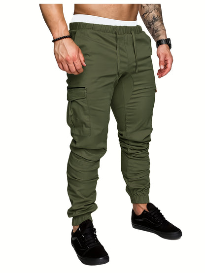 EXARUS 2 Pack Cargo Pants For Men - Relaxed Fit Twill Joggers With Elastic Waistband And Stretch Fabric - Casual Wear
