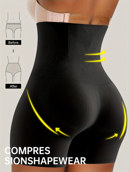 1pc Shaping High-waist Briefs That Smooth and Contour Your Silhouette, Offering Firm Support and Comfort for a Sleek, Elegant Look Throughout the Day
