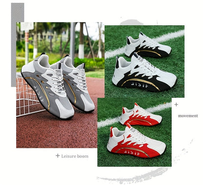1 Pair Men's Low-Top Training Shoes - Breathable PU/ Fabric Upper, All-Season Comfort for Walking, Running, Travel Casual Wear, Comfy Shoes, Sleek Sporty Design, Modern Athletic, Lightweight Construction, Walking Sneakers, Fitness Enthusiasts