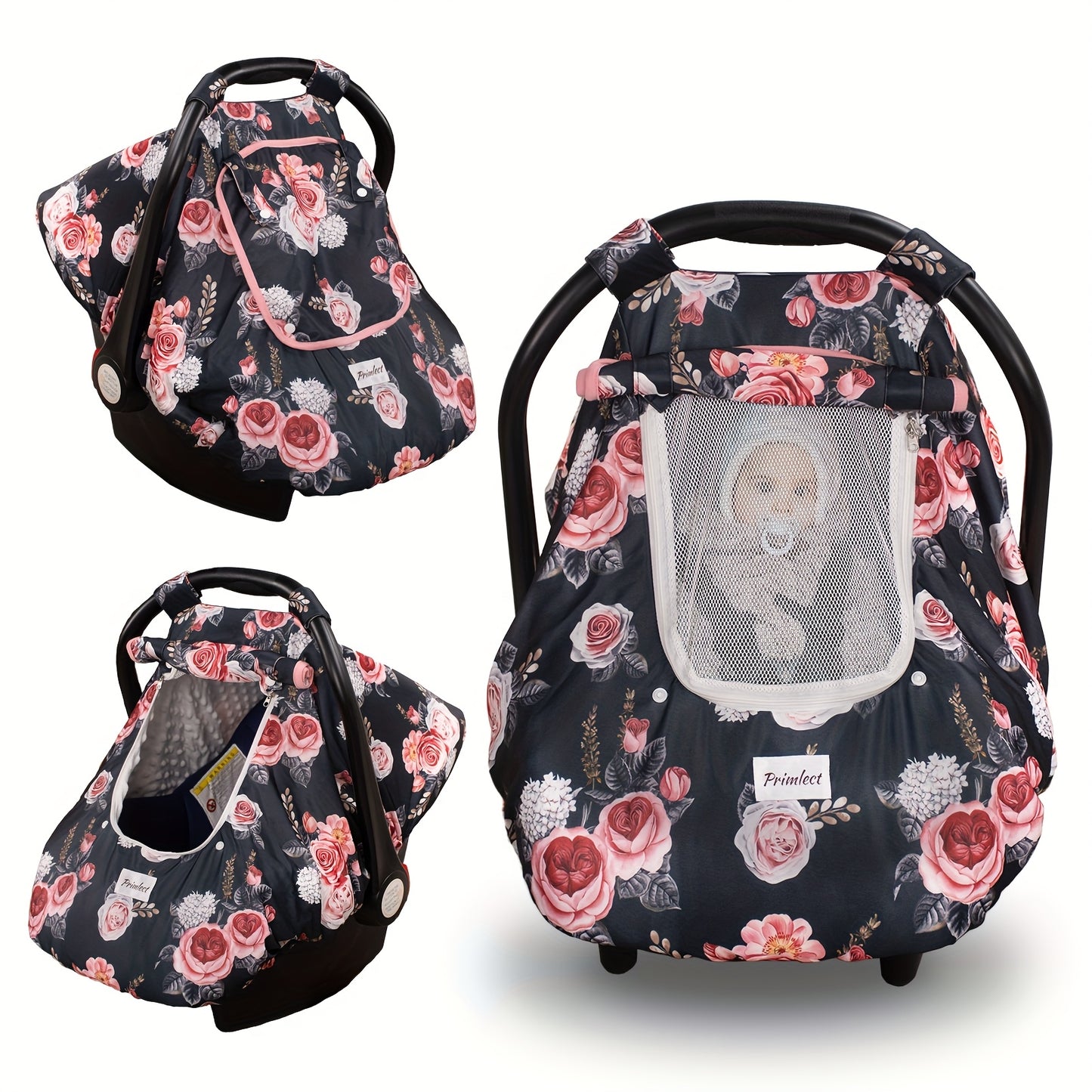 Beavtaens Car Seat Cover Baby, 3 In 1 Minky Baby Carseat Sover For Winter With Storage Bag