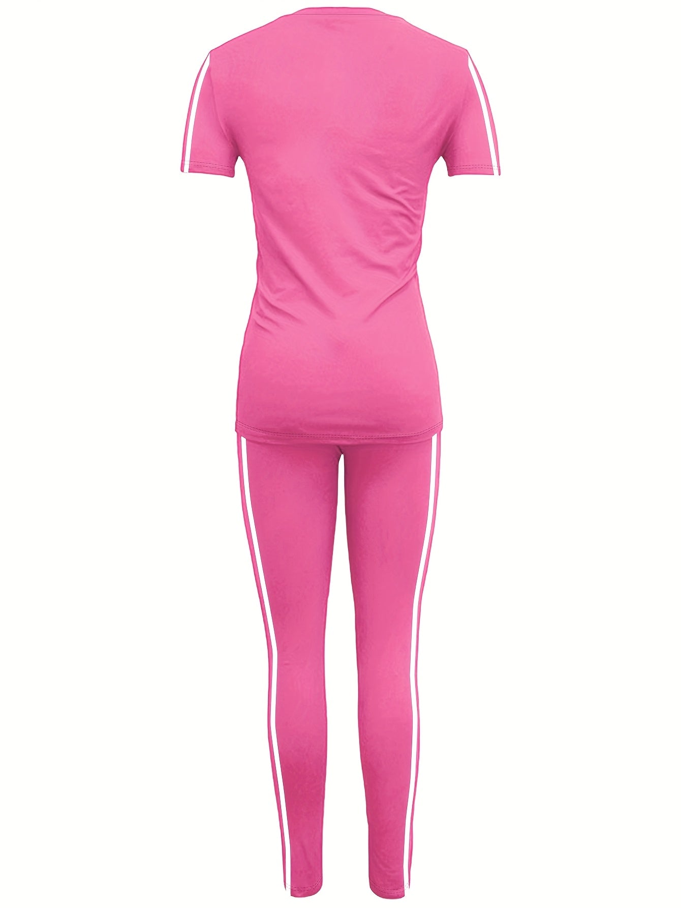 Women's Two-piece Casual swear Striped Edge Short Sleeved Round Neck Pullover, Slim Fit Striped Edge Pants Set, s Suit