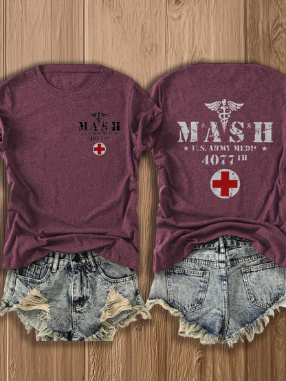 MASH U.S. Army Mobile Hospital Vintage Graphic Tee for Enthusiasts -  Style Double-Sided Print -blend T-shirt with Double-sided Print