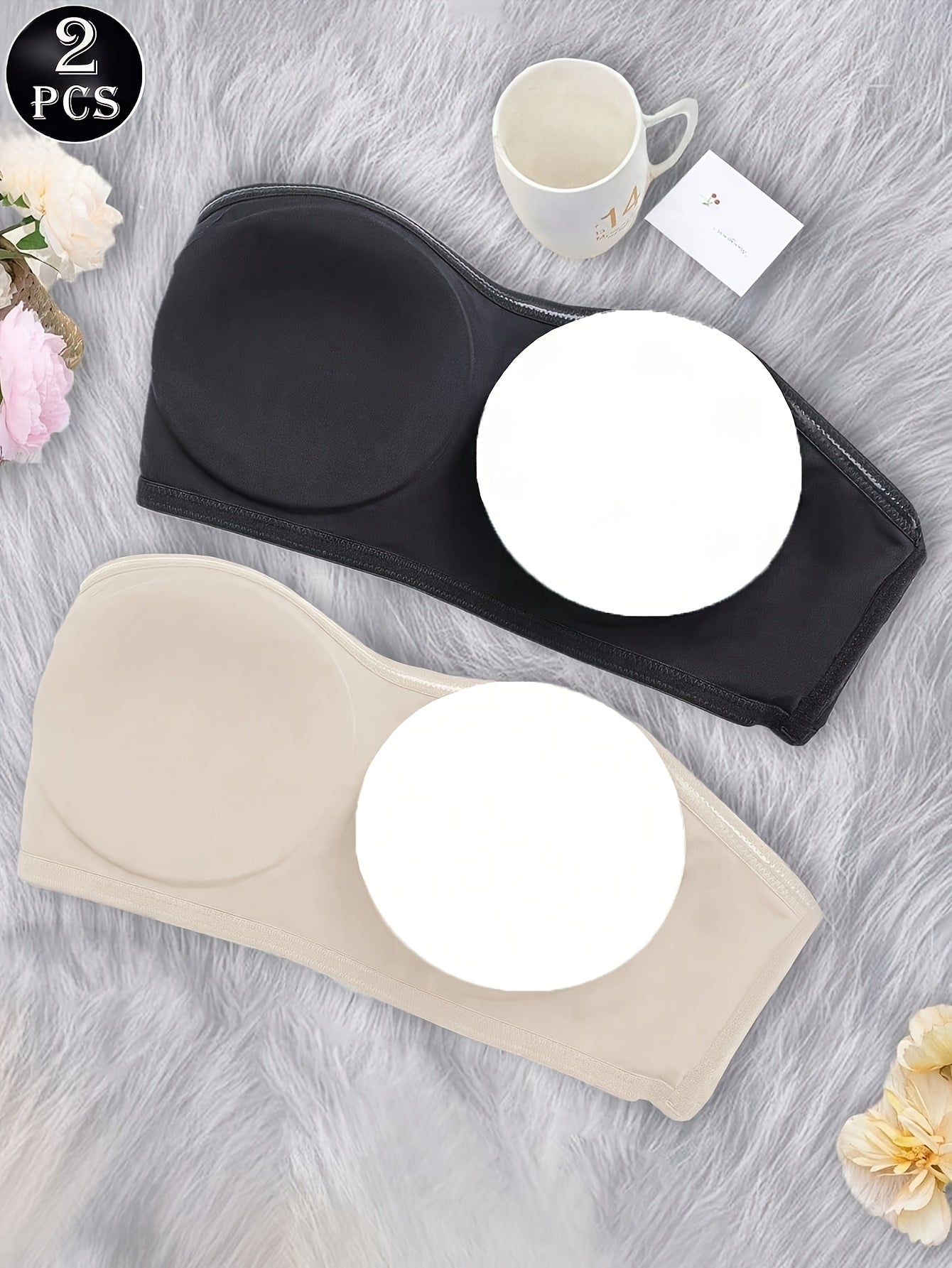 2pcs Strapless Bandeau Bras Tube Top Front Closure Wireless Bra Summer Traceless Bras Solid Seamless Bra Sexy Comfy Push Up Bra Women's Smoothing Backless Tube Top Lingerie Woman Underwear Bralette Brad
