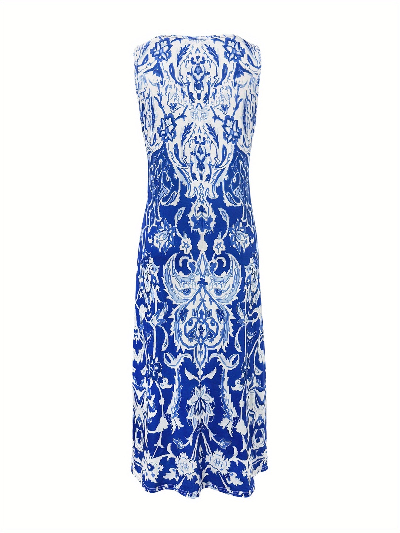 [Floral Print Beach Dress] Lightweight Polyester Women's Summer Floral Print Square Neck Dress | Casual Beachwear with Pockets, Vacation Beach Dresses for Adults