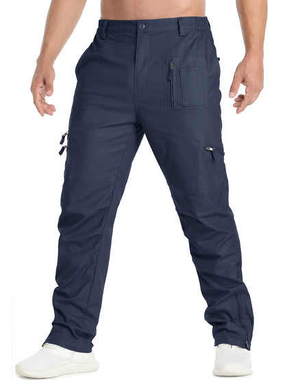 Men'S Cargo Pants /Spandex Scratch-Resistant Outdoor Training Trousers Lightweight with 9 Utility Pockets, Work Pants for Men Zippered Hem Design, Elastic Waistband for Daily Commuting, Office, And Outdoor Activities (Belt Not Included)