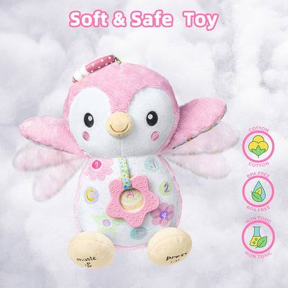 Penguin Baby Toys 0-6-12 Months | Stuffed Animal Plush Toy With Textured Hanging Ring, Rattles & Crinkle Sound Paper | Tummy Time Toy For Newborns, Suitable For Boys And Girls, Ideal For Valentine'S Day, Halloween, Christmas, Easter