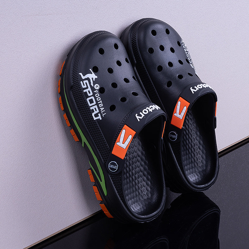 Men'S Slip-On Lazy Shoes, EVA Comfortable And Lightweight Sandals, Fashionable Perforated Mule Shoes, Indoor And Outdoor Dual-Purpose Wear