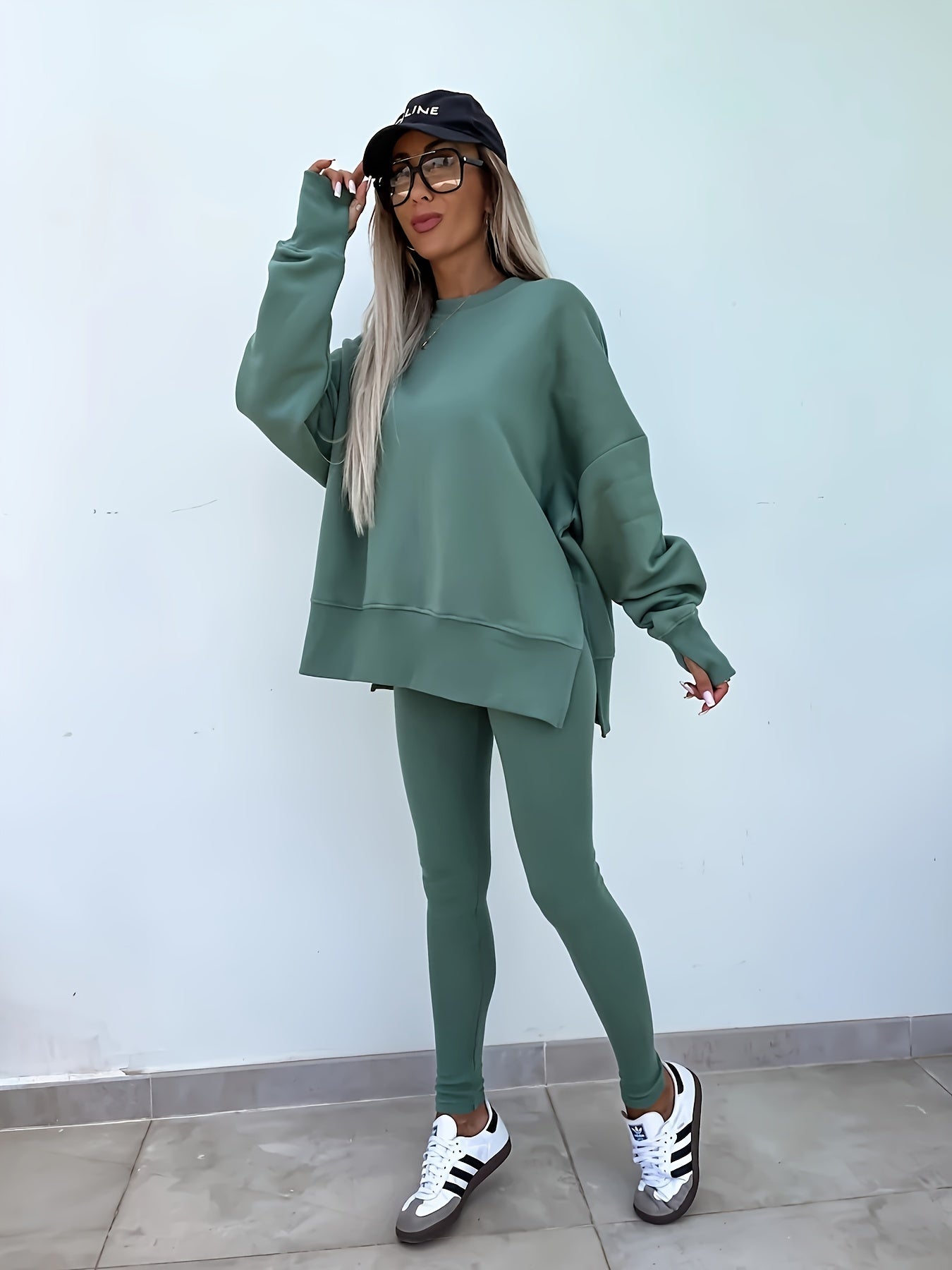 Women'S Spring And Autumn Outdoor Sports Hoodie Set, Women'S Autumn Winter Long Sleeve Solid Color Hoodie Casual Set, Hoodie Top And Pants Yoga Two-Piece Set, Outdoor Running Fitness Set