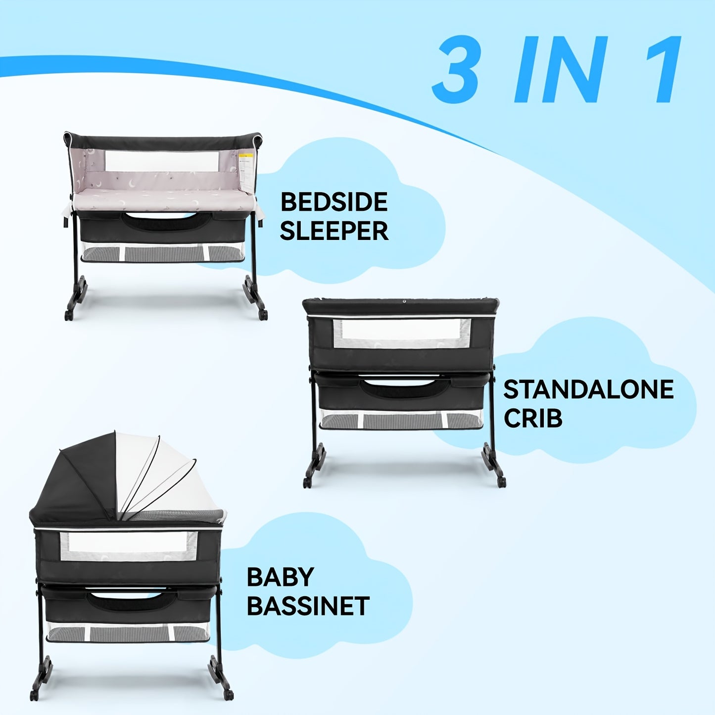 Baby Cradle, Bedside Crib, Foldable Portable Bedside Baby Cradle.New Model Baby Cradle Suitable for Both Boys And Girls. Stable And Not Prone to Tipping Over.Gifts for Family, Product Weight 16 Lbs, Applicable Infant Weight Limit 33 Lbs