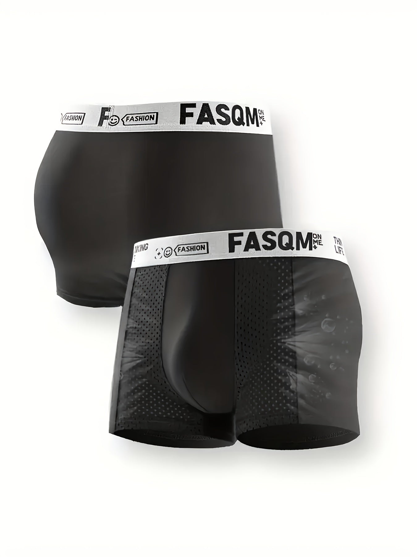 Random Set Of 6 Men's Stylish And Comfortable Boxer Briefs, Featuring Breathable Mesh Patches And Stretchy Fabric. Available In Casual Solid Colors Like Green, Sky Blue, Black, And Deep Gray, with A Contrasting Letter Print On The Waistband.