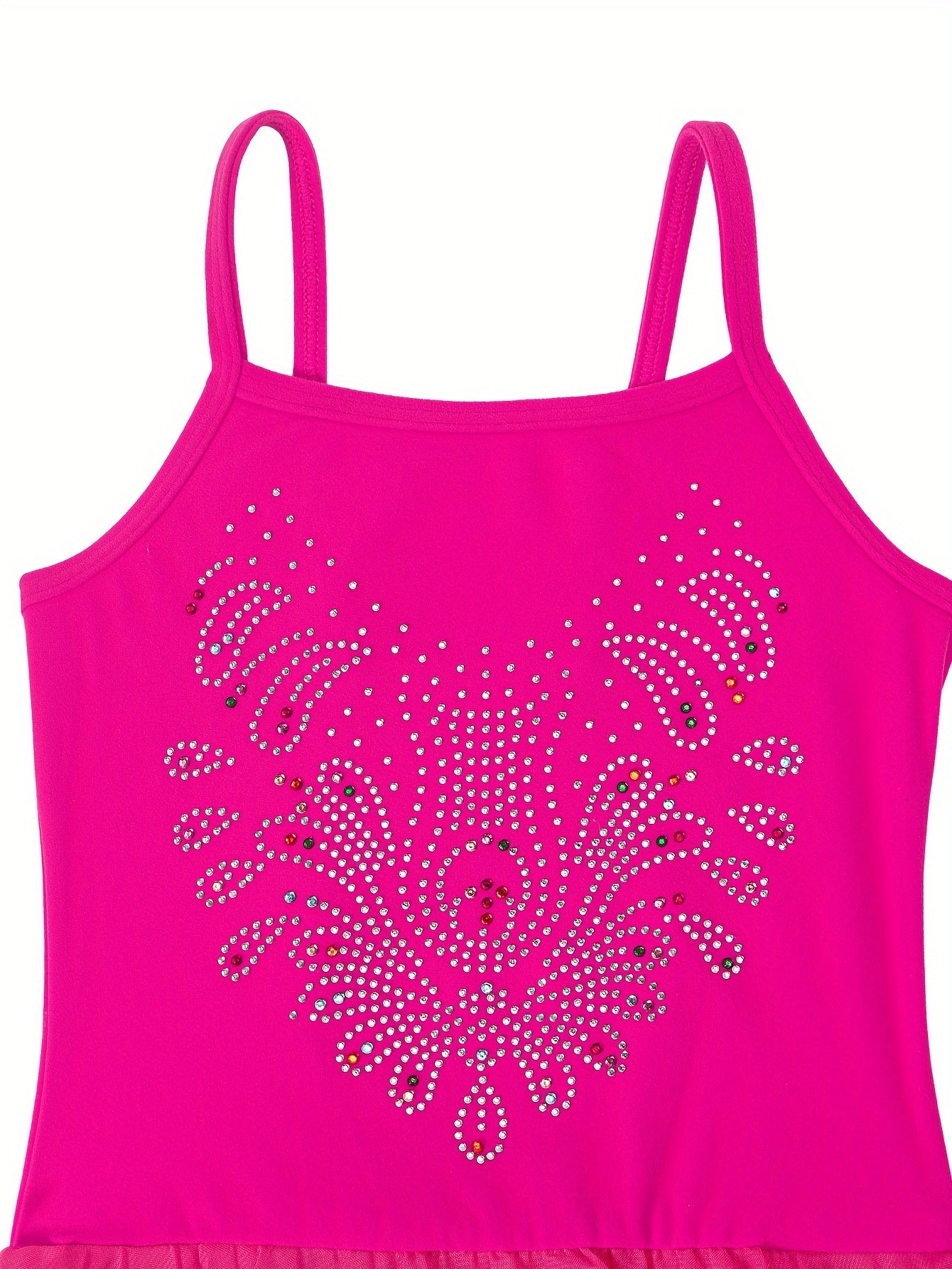 Girls' Sparkling Ballet Leotard with Rhinestones - Sleeveless, Stretchy Dance Dress for Training And Performances, Ballet Clothes for Girls