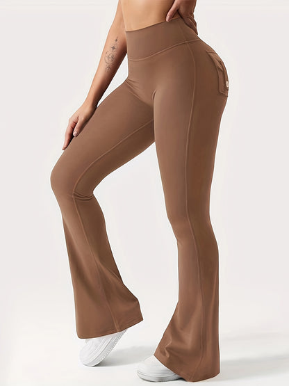 New Women'S Casual Loudspeaker Yoga Pants Training Loudspeaker Pants High Waist Work Clothes Belt Pocket Sportswear