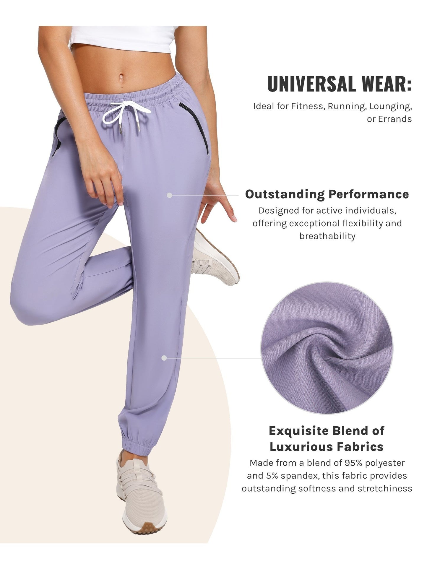 [Three Colors Available]1pc Womens Golf Pants Quick Dry Ultra Light Stretch Pockets Soft Workout Pants for Travel with Inside Drawstrings