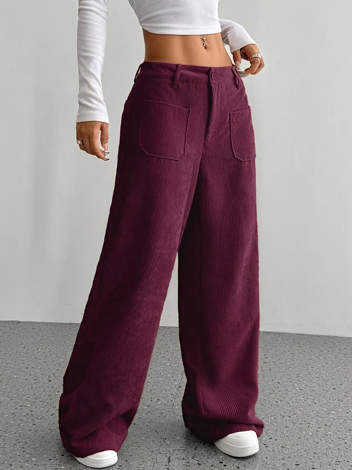 2025 New Explosive Product Chic Straight Pants with Pockets in Solid Color - Casual And Comfortable, Women'S Machine Washable