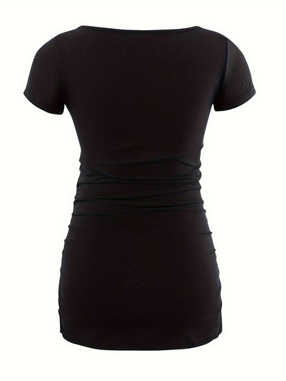 Women's Maternity Classic Side Ruched T-Shirt Tops Mama Pregnancy Clothes
