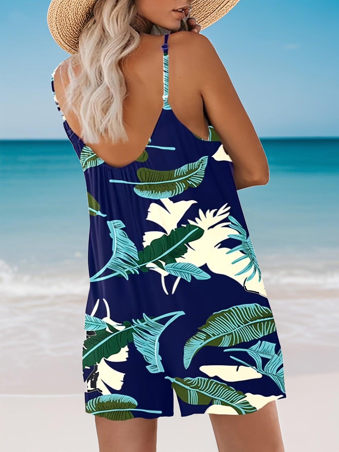 Women's Spring And Summer Sleeveless Halter Loose Adjustable Rompers, Loose Pants with Pockets, Suitable for Leisure, Fitness, Running, Women's Yoga Pants