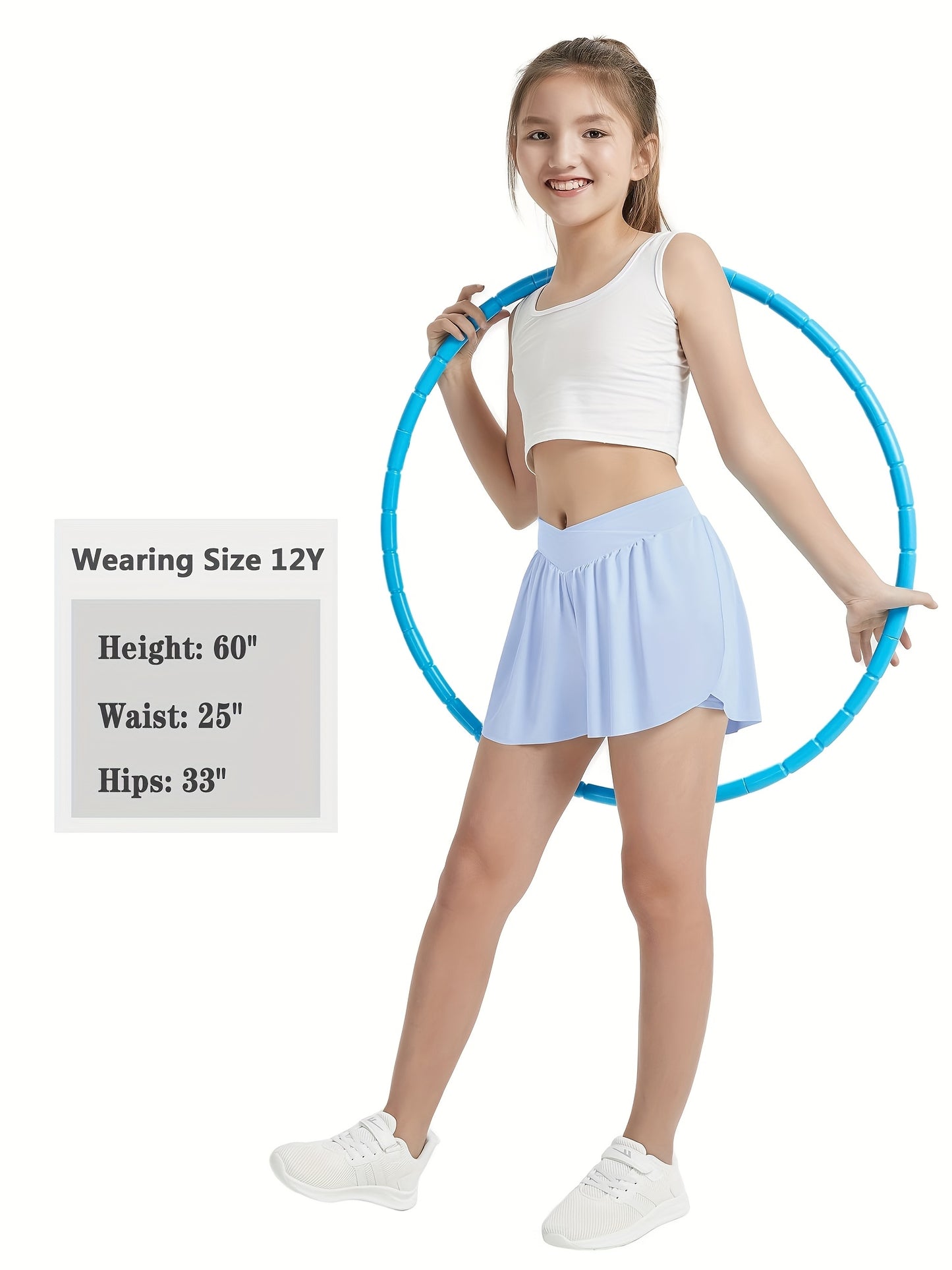 [2-In-1 Style Shorts] Set of 3 EXARUS Girls' Cross Shorts with Butterfly Design for Cheer And Dance, 2-In-1 Style with Pocket, Suitable for Ages 6 to 14 for Sports And Running