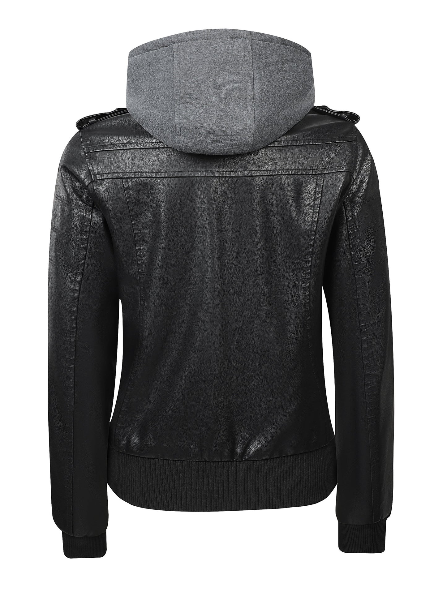 Women's Vintage-Style PU Leather Jacket - High Quality, Windproof, Tear- with Detachable Hood Casual Outdoor Riding Jacket