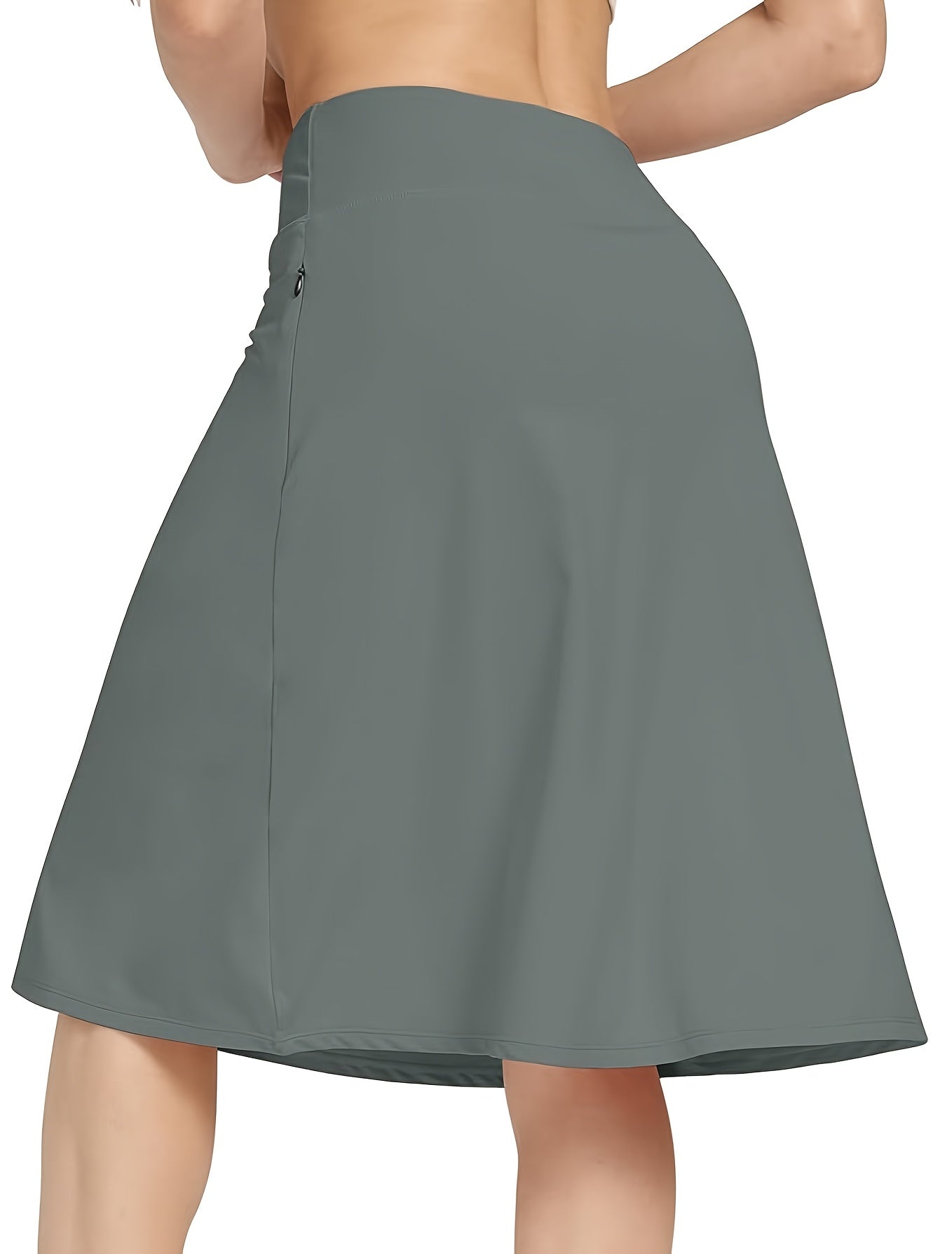 Scacto Women's Office-Ready Midi Skirt- Built-In Shorts, Hidden Drawstring, Zippered Pockets, Business Casual