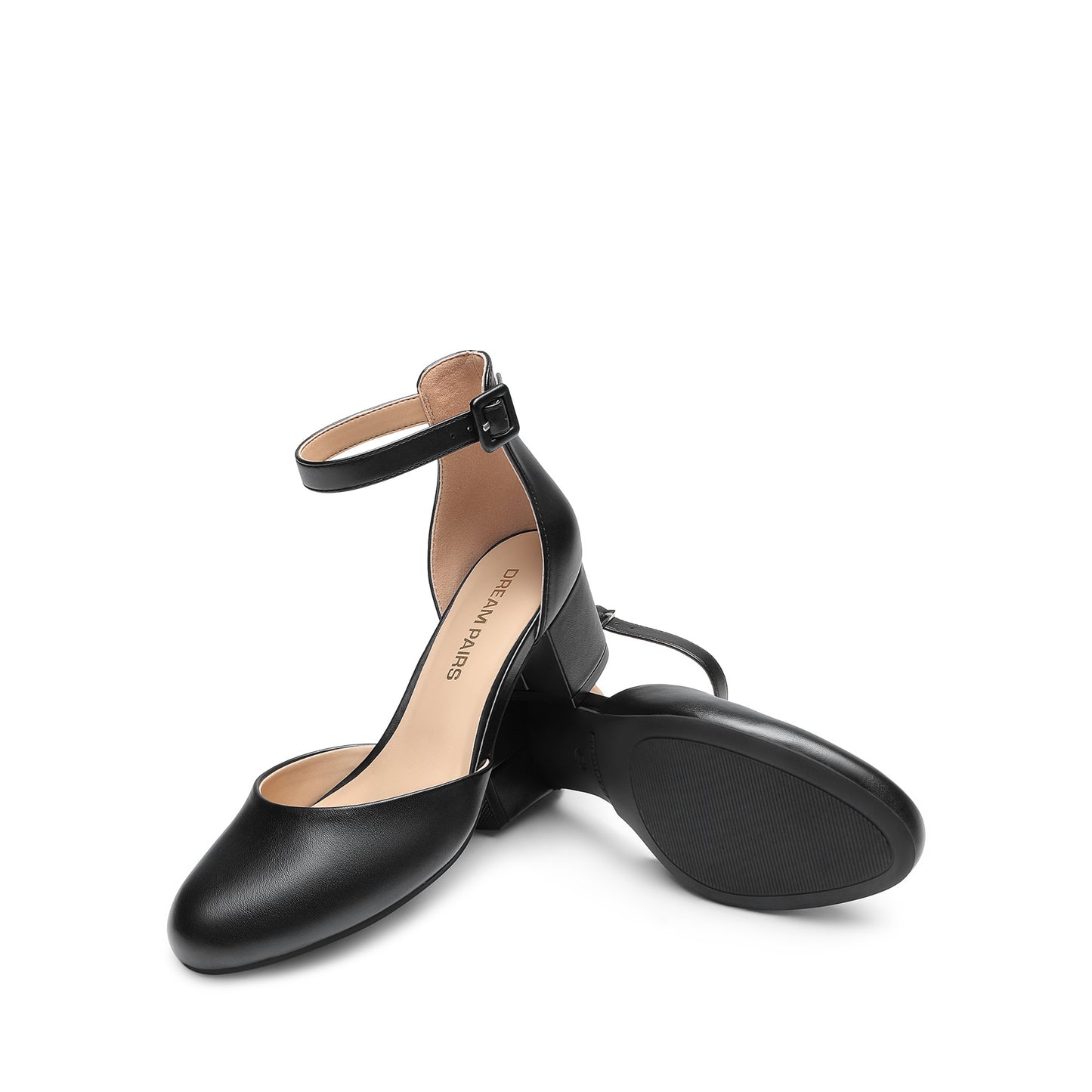 Women's Closed Round Toe Low Block Heels Ankle Strap Chunky Heel Pumps Dress Wedding Office Party Shoes Closed Toe Heels for Women Heels Closed Round Toe Chunky Block Pumps Shoes